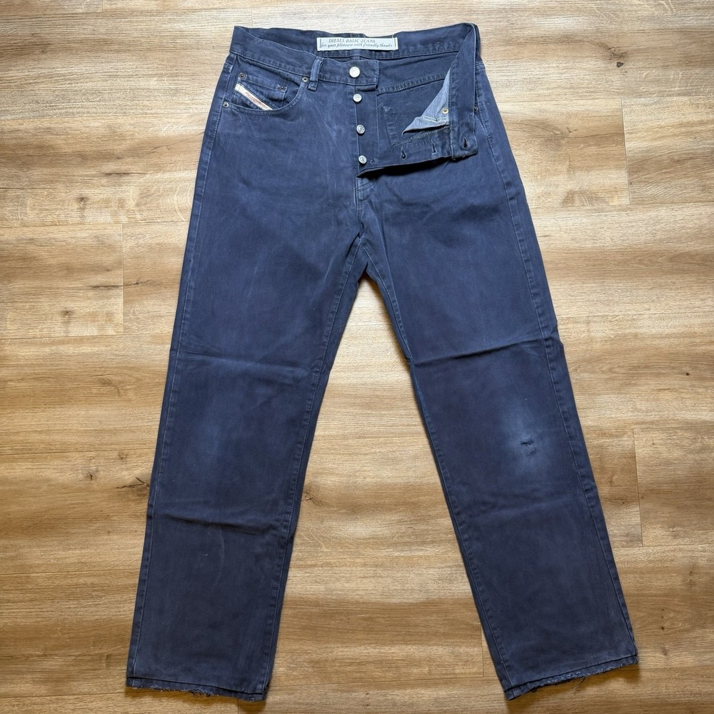 Diesel Jeans Mens 30x30 Navy Blue Straight Leg Button Fly Made in Italy (Tag 33)